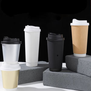 4oz/8oz/10oz/12oz/16oz/20oz/32oz リサイクル可能 使い捨て カスタム印刷 ロゴ入れ 二重構造 断熱 紙コップ 蓋付き ホット・コールド両用 - Product Image 5