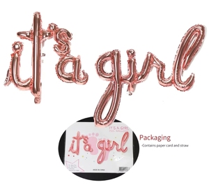 Globo de Aluminio con la Frase 'Es una Niña' o 'Es un Niño' en Letra Escrita a Mano, Colección <span class=keywords><strong>2021</strong></span>, Azul, para Fiesta de Baby Shower - Product Image 3