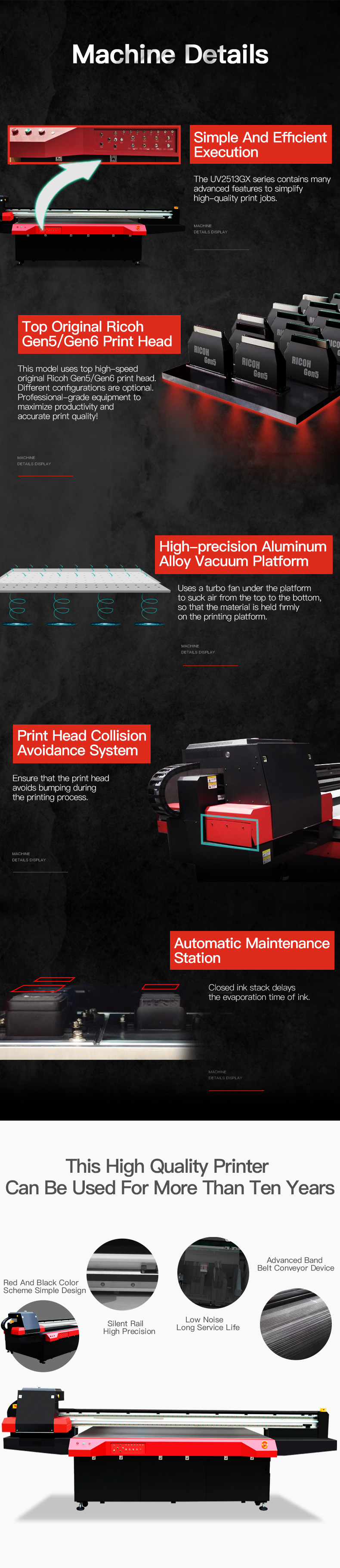 Long Service Life Mt Large Format UV Printer Ricoh Printhead UV 2513 Inkjet UV Carpet Printer Machine