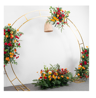 Décoration d'événement de mariage, cadre d'arche autoportant détachable, toile de fond, placage métallique doré, cercle rond, support de fleurs de mariage