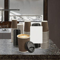 Gobelets à café en papier personnalisés avec couvercles, gobelets à café en carton ondulé 12 oz, anti-fuite, biodégradables pour café, thé chaud