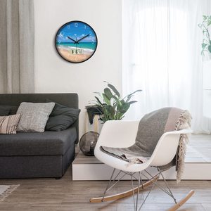 12 inch hiện đại tùy chỉnh đồng hồ treo tường với lịch và ngày đại dương sóng biển ngày bãi biển và nhiệt độ LCD đồng hồ im lặng đồng hồ - Product Image 3