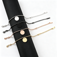 Bracelet personnalisé Ywyougang avec pendentif rond bohème, chaîne en acier inoxydable plaqué or gravable sur mesure pour femme, cadeau
