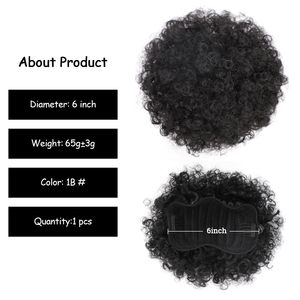 Coleta Afro con Cordón Ajustable, Cabello Rizado Kinky, Extensiones Cortas, <span class=keywords><strong>Postizos</strong></span> para Peinados Elevados para Mujeres y Niñas Afroamericanas - Product Image 2