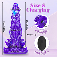 8 "Big Knot Fantasy Dildo Thrusting Vibrator con control remoto inalámbrico 100% silicona impermeable para hombres y mujeres