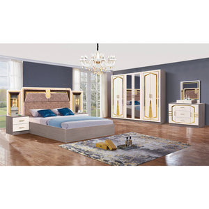 Juego de Muebles de Dormitorio Moderno de Lujo de 6 Piezas con Cama Doble Queen Size de Madera y Cómoda y Armario, Venta al Por Mayor de Calidad - Product Image 2