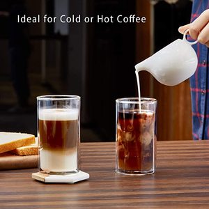 Bicchieri da caffè a doppia parete isolati ottagonali unici da 13.5 once per Cappuccino o Latte Macchiato - Product Image 4