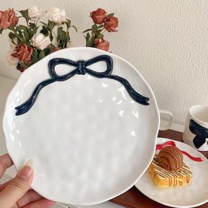 Plato de cena de cerámica en relieve INS coreano, lazo incrustado, desayuno, pan, pastel, Pasta, postre, fruta, ensalada, bandeja para servir, vajilla de fiesta - Product Image 5