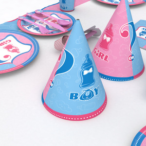 Articles de fête pour révélation du sexe du bébé, ensemble de vaisselle jetable 60-80 pièces pour fête prénatale ou anniversaire - Product Image 5
