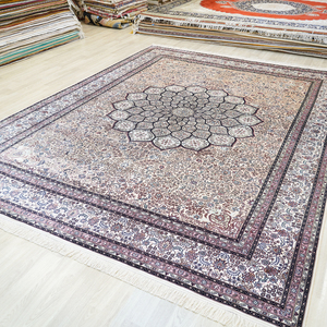 Tappeto da 9x12 piedi antico tappeto da preghiera turco portatile da viaggio orientale in seta Kashmir con la preghiera - Product Image 3