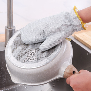 Gants de lavage de la vaisselle en fil d'argent épaissi, imperméables et isolants thermiquement pour le nettoyage de la cuisine - Product Image 1