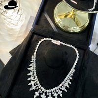 Collier de luxe pour femme avec motif floral, diamant de 10,5 carats de forme poire cultivé en laboratoire, or blanc 9K-18K