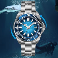 Montre mécanique à aiguilles luminescentes de plongée personnalisée haut de gamme OEM avec un design de cadran classique, montre automatique avec date