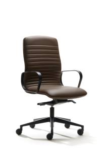 Silla Ejecutiva VAGHI, Diseño Minimalista, Respaldo Sólido, Reposabrazos Fijos, Base Giratoria de Aluminio Negro, Tapicería de Cuero, Altura Ajustable - Product Image 3