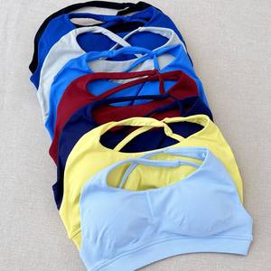 Alto apoyo impacto Push-up Sexy espalda abierta gimnasio tanque mujeres Fitness deportes Biker 4,5 "Banda acanalada baja impacto pantalones cortos conjunto de Yoga - Product Image 4