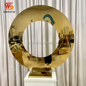 Support de vase en acier inoxydable doré lisse avec fleurs en métal miroir, socle rond pour décoration de table de fête et de mariage - Product Image 4