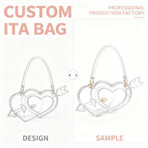 Mochila personalizada con ventana transparente en forma de corazón, diseño de gato lindo, mini mochila de cuero PU Kawaii con diseño de taza para exhibir pines de anime. - Product Image 6