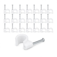 RUNBO Clips de câble en plastique ronds/circulaires de haute qualité, clips de câble mural avec clou en acier 7 mm, 100 pièces/sac