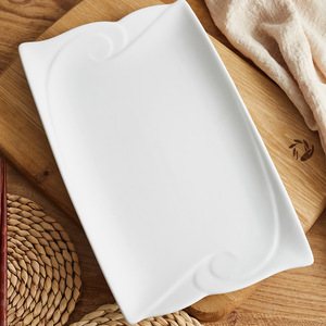 Plato Rectangular Moderno de Cerámica Blanca con Patrón de Espiral en Relieve, Plato de Porcelana para <span class=keywords><strong>Sushi</strong></span> y Pescado para Hotel y Restaurante - Product Image 1
