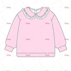 Felpa monogramma girocollo in pizzo felpa 100% felpa con cappuccio in pile di <span class=keywords><strong>cotone</strong></span> a manica lunga <span class=keywords><strong>felpe</strong></span> con volant da <span class=keywords><strong>bambina</strong></span> - Product Image 4