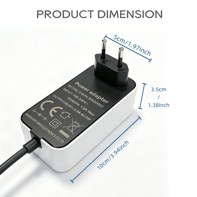 Starlink Mini EU Power Adapter with DC Male Plug 2M