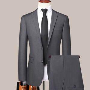 Ensemble de Costume <span class=keywords><strong>Homme</strong></span> Slim Fit à Revers Cranté, Simple, Tendance, Respirant, Anti-Plis, Matelassé, à Deux Boutons, de Haute Qualité - Product Image 3