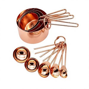 Tazas y cucharas medidoras de cobre de calidad exclusiva, forma redonda, diferentes tamaños, cucharas y tazas medidoras de cocina - Product Image 1