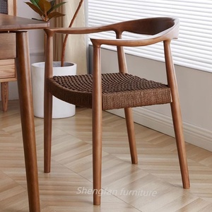 Sedie da Pranzo in Legno Massello Stile Nordico Moderno, Poltrone con Corda Intrecciata, Sedie Presidenziali Kennedy per Casa e <span class=keywords><strong>Ufficio</strong></span>, Arredamento Versatile - Product Image 1