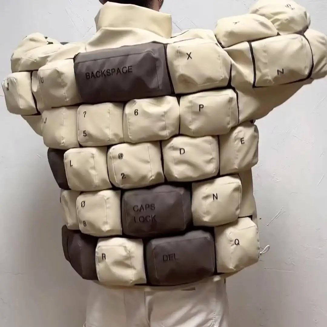 Moda personalizada más tamaño Casual Stand Collar Puff impresión bordado a prueba de viento abrigo chaqueta de invierno los hombres