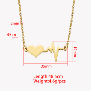 Collar con Colgante de Acero Inoxidable con Diseño de Línea de Latido de Corazón y ECG, Estilo Punk, para Parejas, Novedad en Moda - Product Image 5