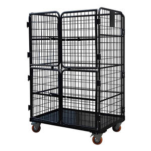 Chariot industriel personnalisable en acier PU à quatre roues Conteneur de stockage pliable et pliable OEM pour chariots à main pour entrepôt - Product Image 5