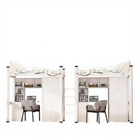 Lit superposé personnalisé en acier inoxydable avec bureau et armoire – Idéal pour dortoir, hôtel, appartement, chambre à coucher, lit mezzanine – Rangement gain de place pour étudiants