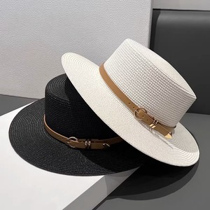 2025 nouveau français rétro plat bord plage parasol femmes papier paille plat haut Protection solaire <span class=keywords><strong>chapeau</strong></span> pour printemps été - Product Image 3