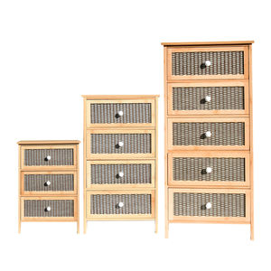 ตู้เก็บของอเนกประสงค์ชั้นหนังสือทำจากไม้และหวายระบายอากาศได้ดีพร้อมดีไซน์ทำความสะอาดง่ายสำหรับห้องนอนสำนักงาน - Product Image 6