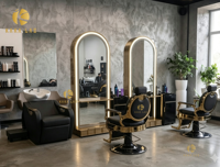 Postes de coiffure 2027 double face avec miroir, stations de barbier