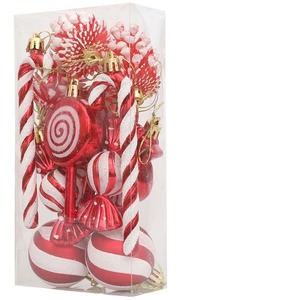 Juego de Trece Adornos Navideños Decorativos Colgantes con Diseño de Bastón de Caramelo, Pirámide y Bolas de Navidad Pintadas - Product Image 5