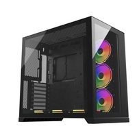 JNP pabrik OEM kipas pendingin catu daya sistem air hitam putih Atx Menara menengah Pc Gaming sarung komputer kaca Tempered