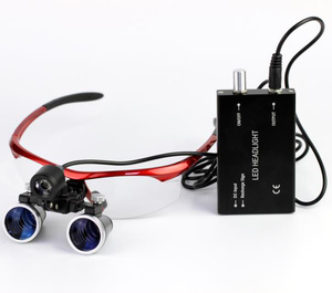 Loupes dentaires colorées 2,5X/3,5X avec lampe frontale LED rechargeable / Loupe médicale binoculaire avec <span class=keywords><strong>zoom</strong></span> - Product Image 4