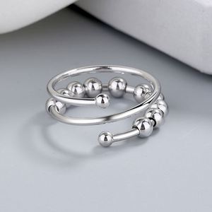 2022 New Arrival High Quality Sterling Silver <b>Ring</b> Meaningful <b>Stress</b> Relief <b>Ring</b> Unique Rotatable Bead <b>Ring</b> for Women Girls - Product Image 4