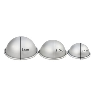 Hemispherical Mold Set 3Pc Aluminum Alloy Cake Mochi Bubble Bath Salt Mold Semi Circular Baking Tool - Product Image 5