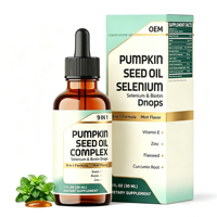 Huile de graines de citrouille en gros OEM, gouttes liquides 30ml saveur menthe avec sélénium, biotine et zinc pour étiquette personnalisée