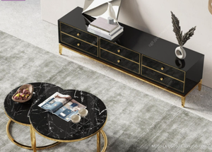 Série Luxe Moderne, <span class=keywords><strong>Table</strong></span> <span class=keywords><strong>Basse</strong></span>, Ensemble de Tables Basses Rondes Créatives Luxe Léger pour Salon - Product Image 4