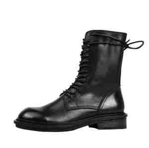 La primera capa de zapatos de cuero botas de cuero de las mujeres salvajes Inglaterra viento de alta ayuda tubo de motocicleta Caballero botas de mujer zapatos - Product Image 1