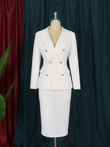 2026 공장 도매 특가 판매 단색 심플 투피스 여름 블레이저와 스커트 세트 여성용 - Product Image 3