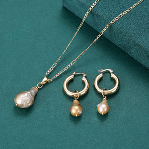 Pendientes de Aro de Perlas de Agua Dulce de Alta Calidad <span class=keywords><strong>para</strong></span> Mujer, Chapados en Oro de 18K, Estilo Hawaiano - Product Image 3