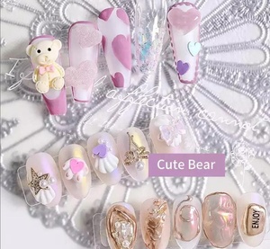 Adornos coloridos para decoración de <span class=keywords><strong>uñas</strong></span> en <span class=keywords><strong>3d</strong></span>, oso de resina <span class=keywords><strong>con</strong></span> pajarita, Kawaii - Product Image 6