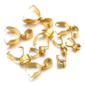 <b>Clip</b> on Pendant Bail | 18K PVD Gold Plated Stainless Steel Pinch Clasp Connector for DIY Necklace Bracelet Jewelry Making - Product Image 4