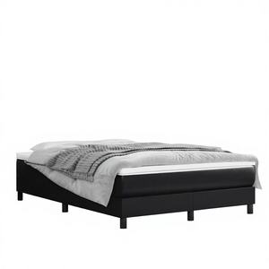 Estructura de cama tapizada en piel sintética negra, madera contrachapada de ingeniería, modelo D0100HXNL42 - Product Image 1