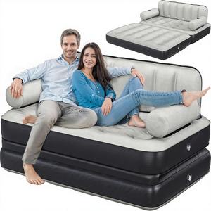 Divano Letto Gonfiabile Queen Size con Testiera e Pompa, Convertibile 2-in-1, Regolabile, Portatile, Nero, per <span class=keywords><strong>Casa</strong></span>, Campeggio, Ospiti - Product Image 1