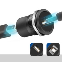 Adaptador de panel redondo tipo D de 22mm de aleación de Zinc a prueba de agua USB B a conector de enchufe USB hembra a hembra montaje en panel frontal Con